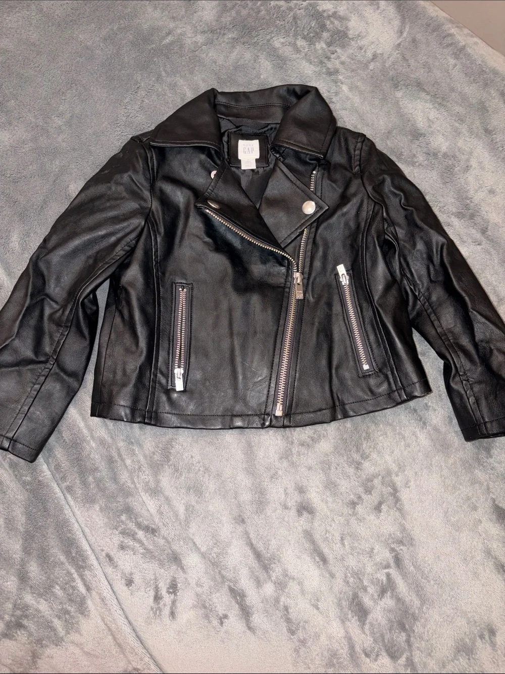 Baby GAP Toddler Girl Black Faux Leather Moto Jacket